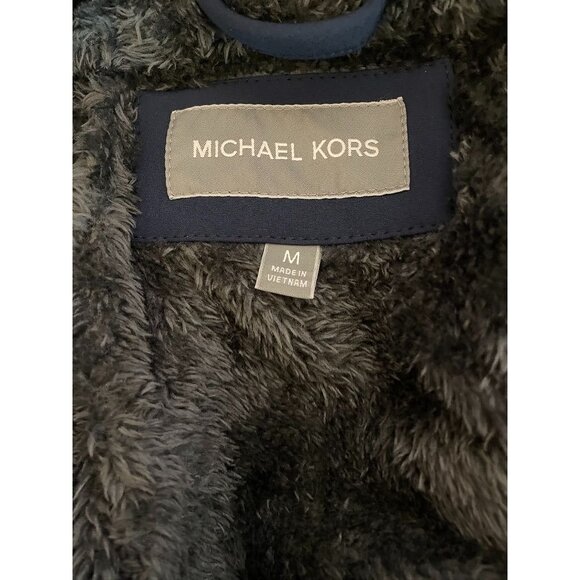 Michael Kors Men's Midnight Blue Zip-Up Hoodie Jacket Coat M NWT fur lined - Picture 3 of 11